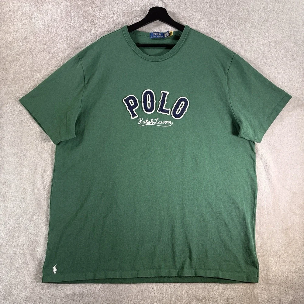 Polo Ralph Lauren Embroidered Graphic T Shirt Mens 3XB Green Big Tall Cotton